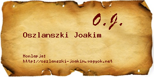 Oszlanszki Joakim névjegykártya